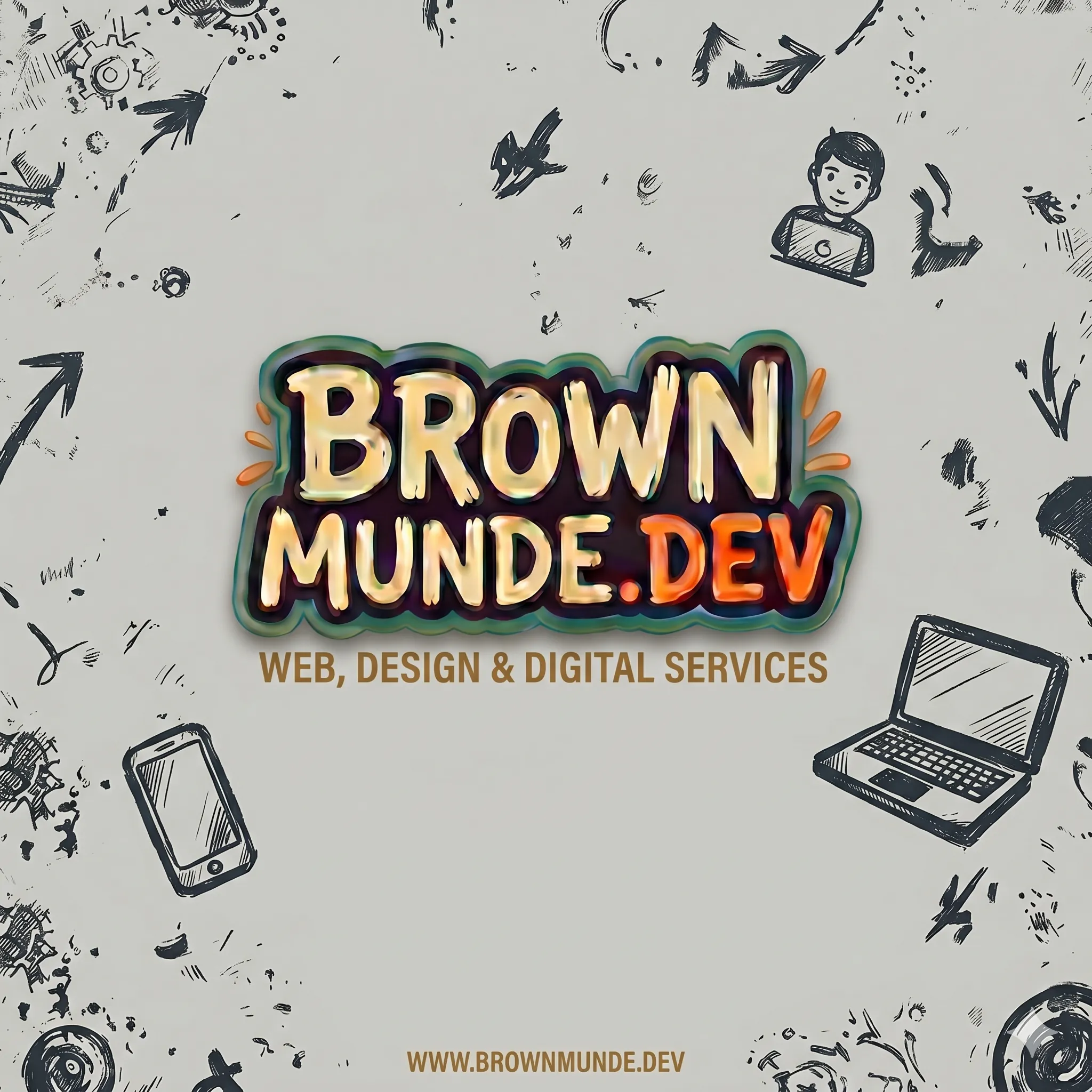 BrownMunde.dev Baroque Monogram Crest — Creative Web Design India & digital presence studio