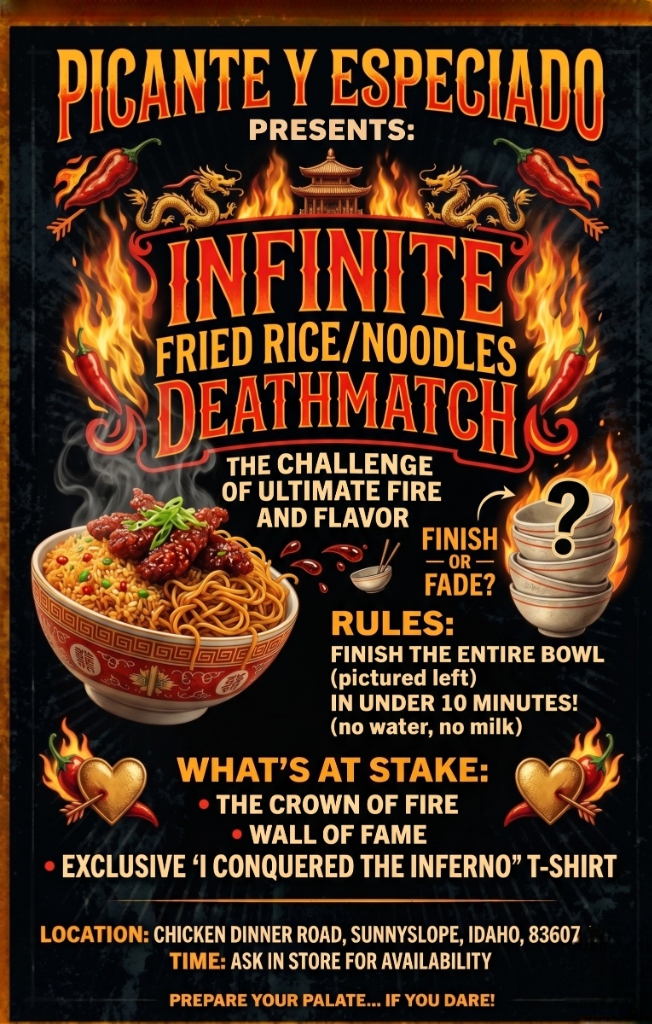 Infinite Deathmatch Poster Design — Fiery food challenge poster by BrownMunde freelance web designer India